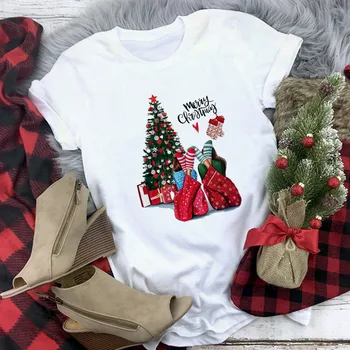 Naujas Mados Moterų Marškinėliai Linksmų Kalėdų Marškinėliai Tai pats nuostabiausias Metų Laikas Raidžių Grafinis Marškinėlius Kalėdos Viršūnės