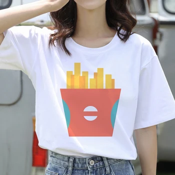 2021 Žetonų Hamburger Print T-shirt Markdown pardavimas, Skulptorių Meno Atspausdintas T-shirt 90-ųjų Mados Viršūnes marškinėliai Atsitiktinis Trumpas Baltas
