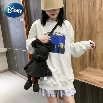 Disney 2022 Naujas Minnie Mouse Pliušinis Lėlės Gyvūnų Įdaryti Kuprinė Nailono Moterų Bag Black Kuprinė Paauglių Mergaičių, Pliušiniai Žaislai